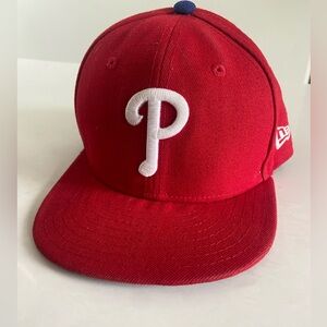 Philadelphia Phillies Hat MLB New Era 59Fifty On Field Cap Hat Red Size 6 3/8